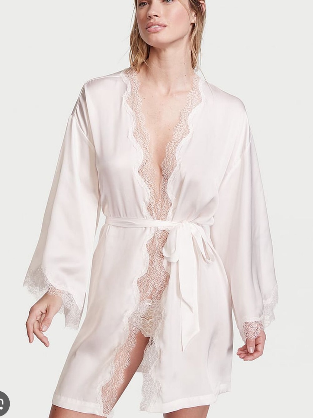 VS ivory lace Trim Kimono Robe - Women Intimates & Sleepwear